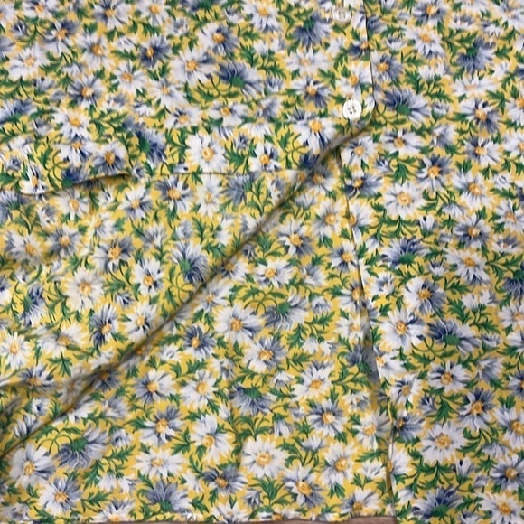 VTG 90s Y2K Daisy Print Yellow Button Down Rayon Maxi Skirt 12 - Picture 3 of 6